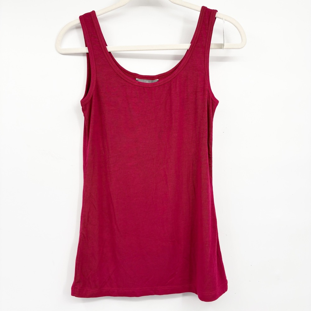 NWT L.L. Bean Signature Womens Dark Cranberry Stretch Rib Classic Tank Top Small